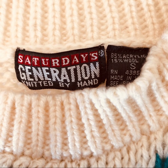 Vintage Hand Knit Wool Blend Technicolor Sweater - Picture 11 of 11